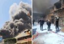 Un entrepôt de stockage de produits chimiques prend feu